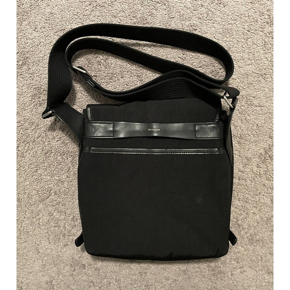 Skagen Eric Messenger‎ Bag Men's Black Nylon Leather Zippers - Picture 3 of 12